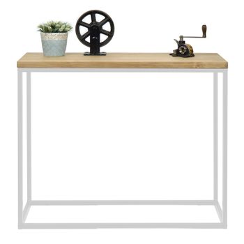 Consola Recibidor Icub Big Wood 100x35x80cm Blanca En Madera Maciza De Pino Acabado Vintage Estilo Industrial Box Furniture