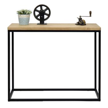 Consola Recibidor Icub Big Wood 120x35x80cm Negro En Madera Maciza De Pino Acabado Vintage Estilo Industrial Box Furniture