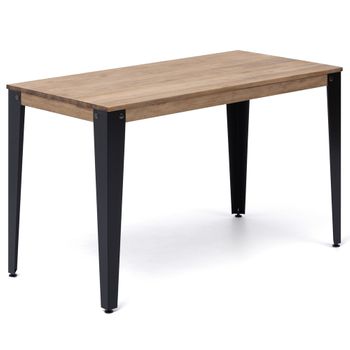 Mesa Lunds 110x70x75cm Negra En Madera Maciza De Pino Acabado Vintage Estilo Industrial Box Furniture