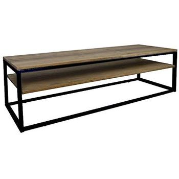 Mesa De Televisión Icub Con Estante - 40x100x47 Cm - Efecto Vintage - Negro - 18 Mm