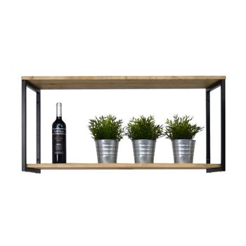 Estantería Colgante Icub Big Wood 2 Estantes 2 Marcos 160x30x47cm Negro En Madera Maciza De Pino Acabado Vintage Estilo Industrial Box Furniture