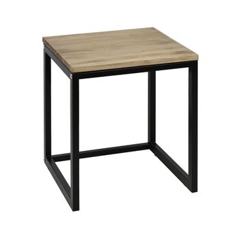 Mesita De Noche Eco Three 40x40x47cm Negra En Madera Maciza De Pino Acabado Vintage Estilo Industrial Box Furniture