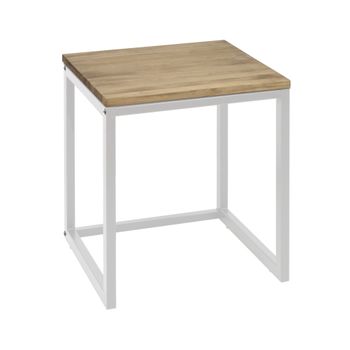 Mesita De Noche Eco Three 40x40x47cm Blanca Madera Efecto Vintage Estilo Industrial Box Furniture