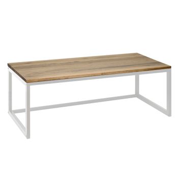 Mesa Centro Eco Three 140x45x40cm Blanca En Madera Maciza De Pino Acabado Vintage Estilo Industrial Box Furniture