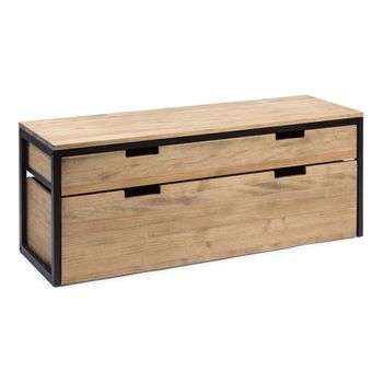 Mueble Tv Eco Three 120x40x45cm Negro En Madera Maciza De Pino Acabado Vintage Estilo Industrial Box Furniture