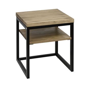 Mesita De Noche Eco Three Big Wood Con Estante 40x40x47cm Negra En Madera Maciza De Pino Acabado Vintage Estilo Industrial Box Furniture