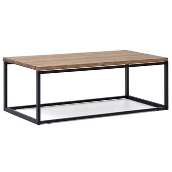 Mesa Centro Icub U Big Wood 100x60x43cm Negra En Madera Maciza De Pino Acabado Vintage Estilo Industrial Box Furniture