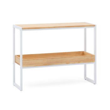 Consola Icub Con Bandeja 100x32x75cm Blanca En Madera Maciza De Pino Acabado Natural Estilo Nórdico Industrial Box Furniture