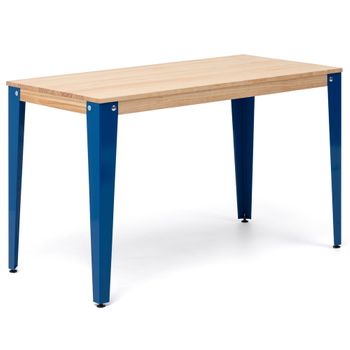 Mesa Lunds Estudio 140x60x75cm Rojo Madera Maciza De Pino De 1.8cm  Acabado Natural Patas De Acero Lacado Con Pintura Epoxi Se Entrega Desmontado Recomendado Para Interior