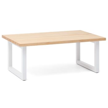 Mesa Centro Icub Strong Eco 140x60x43cm Blanca Madera Acabado Natural Estilo Nórdico Industrial Box Furniture