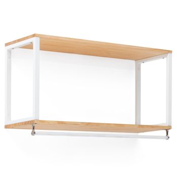 Perchero Colgante Icub 2 Estantes Y Barra 100x30x60cm Blanco En Madera Maciza De Pino Acabado Natural Estilo Nórdico Industrial Box Furniture