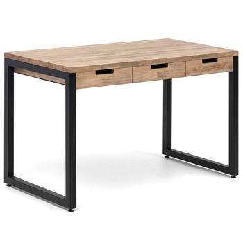 Mesa De Estudio Icub Strong Eco 1 Cajón Negro En Madera Maciza De Pino Acabado Vintage Estilo Industrial Box Furniture