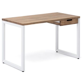 Mesa Icub Strong Eco 1 Cajón 120x60x73cm Blanca En Madera Maciza De Pino Acabado Vintage Estilo Industrial Box Furniture