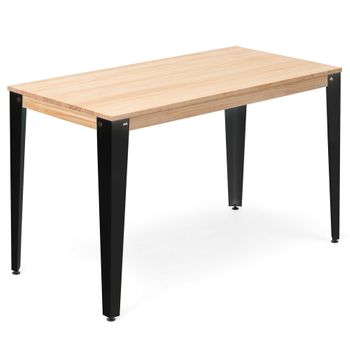 Mesa Lunds 180x90x75cm Negra En Madera Maciza De Pino Acabado Natural Estilo Nórdico Industrial Box Furniture