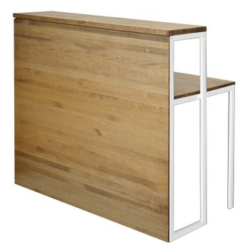 Mostrador Icub Con Mesa 60x120x110cm Blanco En Madera Maciza De Pino Acabado Vintage Estilo Industrial Box Furniture