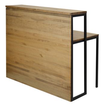 Mostrador Icub Con Mesa 60x120x110cm Negro En Madera Maciza De Pino Acabado Vintage Estilo Industrial Box Furniture