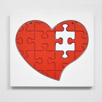 Corazón Puzzle San Valentín Grande 28x32cm En Madera
