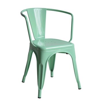 Pack 4uds. Silla Tudix Industrial Vintage Con Brazos 49x50x74cm Verde Menta