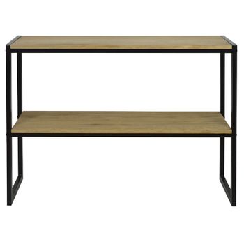 Consola Icub Con Bandeja 100x32x75cm Negra En Madera Maciza De Pino Acabado Vintage Estilo Industrial Box Furniture