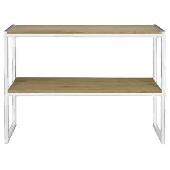 Consola Icub Con Bandeja 100x32x75cm Blanca En Madera Maciza De Pino Acabado Vintage Estilo Industrial Box Furniture