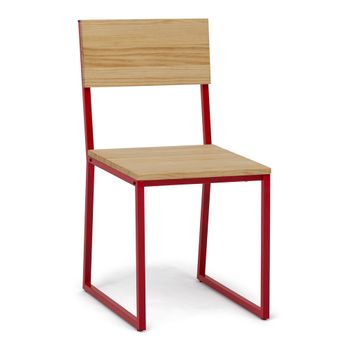 Silla Desmontable Oxford Eco Roja En Madera Maciza De Pino Acabado Natural Estilo Nórdico Industrial Box Furniture