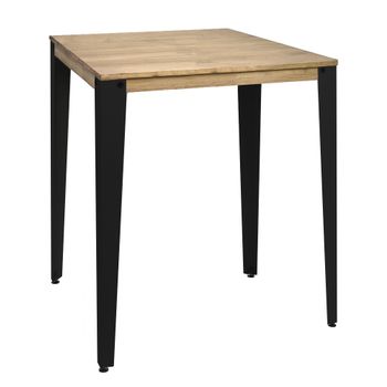 Mesa Lunds Alta 59x59x110cm Negra En Madera Maciza De Pino Acabado Vintage Estilo Industrial Box Furniture