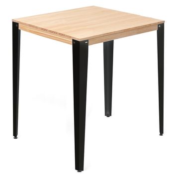 Mesa Lunds Alta 59x59x110cm Negra En Madera Maciza De Pino Acabado Natural Estilo Nórdico Industrial Box Furniture