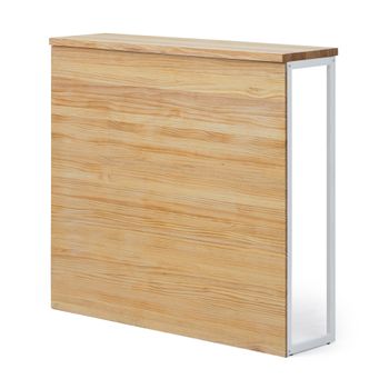 Mostrador Icub 120x30x110cm Blanco En Madera Maciza De Pino Acabado Natural Estilo Nórdico Industrial Box Furniture