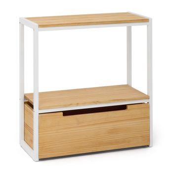 Consola Icub Derby 32x70x75cm Estante Y Cajón Inferior Blanco En Madera De Pino Maciza Acabado Natural Estilo Nórdico Industrial Box Furniture