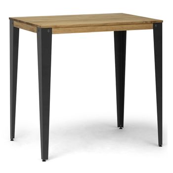 Mesa Lunds Alta 100x60x108cm Fume En Madera Maciza De Pino Acabado Vintage Estilo Industrial Box Furniture