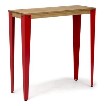 Mesa Lunds Adebutx110x110cm Roja En Madera Maciza De Pino Acabado Vintage Estilo Industrial Box Furniture