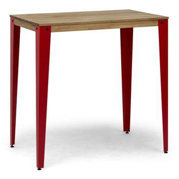 Mesa Lunds Alta 80x120x110cm Roja En Madera Maciza De Pino Acabado Vintage Estilo Industrial Box Furniture