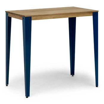 Mesa Lunds Alta 70x110x110cm Azul En Madera Maciza De Pino Acabado Vintage Estilo Industrial Box Furniture