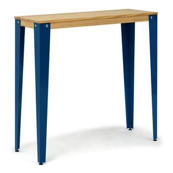 Mesa Lunds Alta 39x110x110cm Azul En Madera Maciza De Pino Acabado Natural Estilo Nórdico Industrial Box Furniture