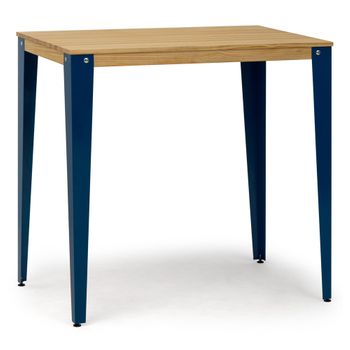 Mesa Lunds Alta 70x110x110cm Azul En Madera Maciza De Pino Acabado Natural Estilo Nórdico Industrial Box Furniture