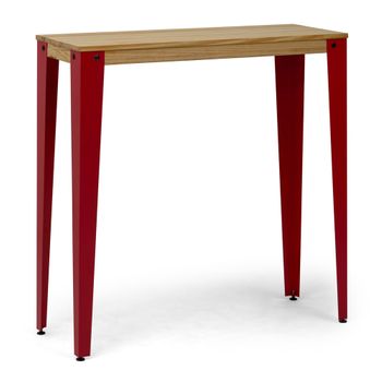 Mesa Lunds Alta 39x70x110cm Roja En Madera Maciza De Pino Acabado Natural Estilo Nórdico Industrial Box Furniture