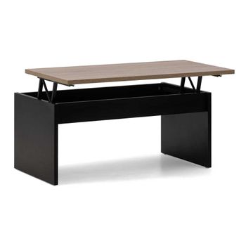 Mesa De Centro Yana Elevable 100x50x44cm A 57cm Elevable En Color Roble Y Negro.