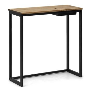 Recibidor Icub Eco-line Con Bandeja Oculta Negro 118x30x80cm Madera Maciza Acabado Envejecido Box Furniture