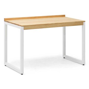 Mesa Escritorio Eco-line Blanca 118x60x75cm, Tablero En Madera Maciza De Pino Estilo Nórdico Industrial Box Furniture.