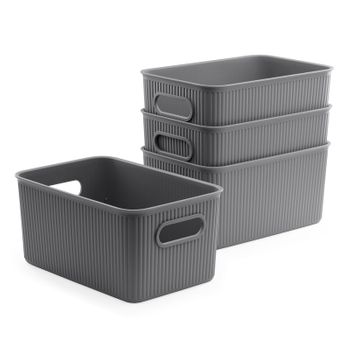 Tatay Baobab - Lote De 4 Cajas Organizadoras 5l Plástico Pp05. Gris Antracita