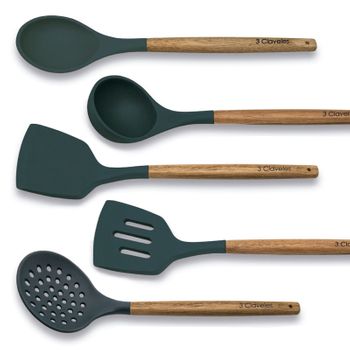 Set 9 Utensilios Cocina de Silicona + Porta Utensilios CARREFOUR