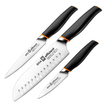 Bra Efficient - Juego De 3 Cuchillos Gama Santoku En Acero Aleman 4116 Krupp