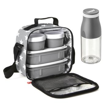 Tatay Kit Bolsa Térmica Porta Alimentos Urban Food Y Botella Urban Drink, Stars Grey