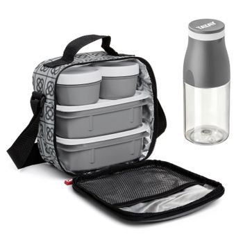 Kit Bolsa Térmica Porta Alimentos Urban Food Y Botella Urban Drink TATAY  (Negro -4.5 x 13.5 x 24 cm)