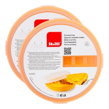 Ibili - Lote De 2 Recipientes Redondos Porta Tortillas Y Porta Tartas De 26 Cm. Naranja