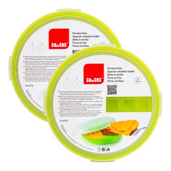 Ibili - Lote De 2 Recipientes Redondos Porta Tortillas Y Porta Tartas De 21.5 Cm. Verde