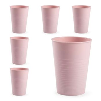 Plastic Forte - Lote De 6 Vasos De Agua De 360 Ml Reutilizables. Ideal Fiestas. Rosa