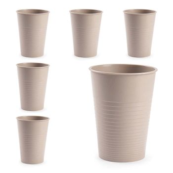 Plastic Forte - Lote De 6 Vasos De Agua De 360 Ml Reutilizables. Ideal Fiestas. Marrón