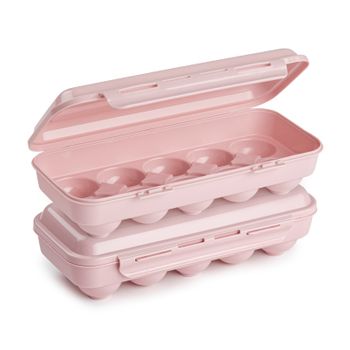 Plastic Forte - Doble Huevera Chick Para Despensa Y Nevera Para 20 Huevos. Rosa