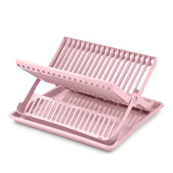 Plastic Forte - Escurreplatos Plegable De 2 Niveles Con Bandeja Recogedora. Rosa